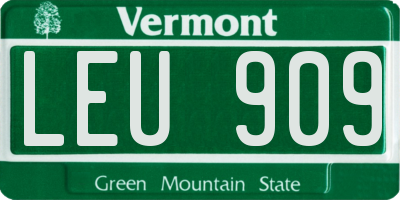 VT license plate LEU909