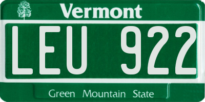 VT license plate LEU922