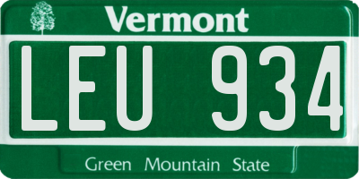 VT license plate LEU934