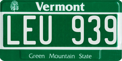 VT license plate LEU939