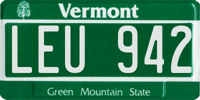 VT license plate LEU942