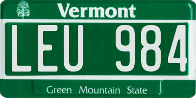 VT license plate LEU984
