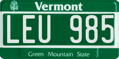 VT license plate LEU985