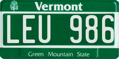 VT license plate LEU986