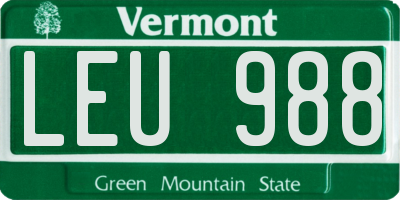 VT license plate LEU988