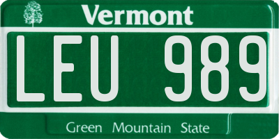 VT license plate LEU989