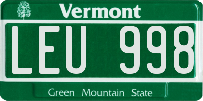 VT license plate LEU998