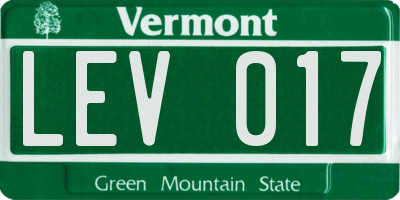 VT license plate LEV017