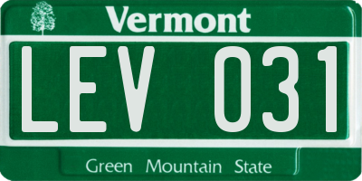 VT license plate LEV031