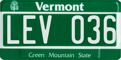 VT license plate LEV036