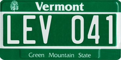 VT license plate LEV041