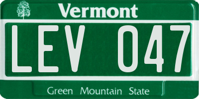 VT license plate LEV047