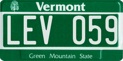 VT license plate LEV059