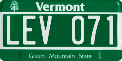 VT license plate LEV071