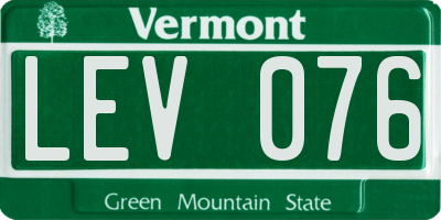 VT license plate LEV076