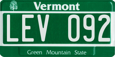 VT license plate LEV092