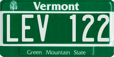VT license plate LEV122