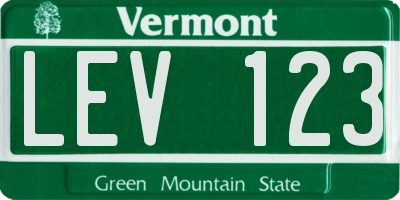 VT license plate LEV123
