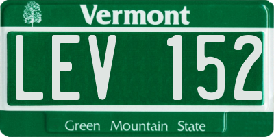 VT license plate LEV152