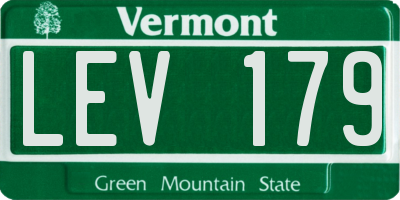 VT license plate LEV179