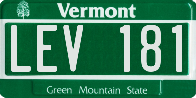 VT license plate LEV181