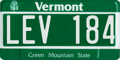 VT license plate LEV184