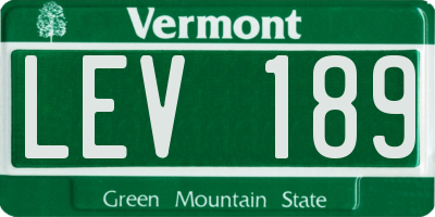 VT license plate LEV189