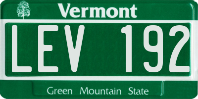 VT license plate LEV192
