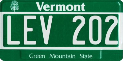 VT license plate LEV202