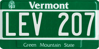 VT license plate LEV207