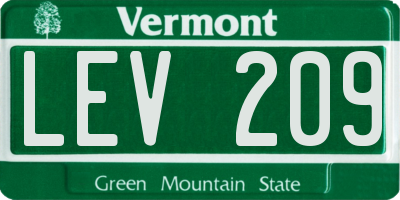 VT license plate LEV209