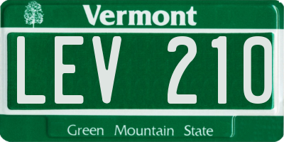 VT license plate LEV210