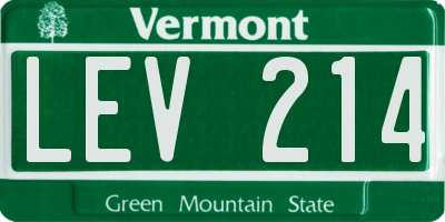 VT license plate LEV214