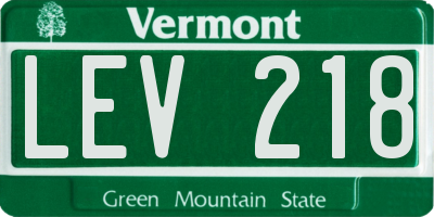 VT license plate LEV218