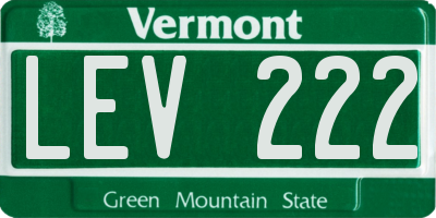 VT license plate LEV222