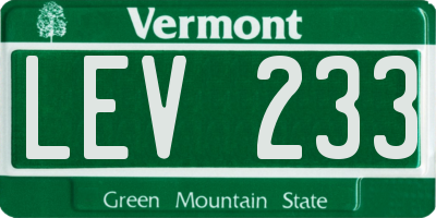 VT license plate LEV233