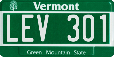 VT license plate LEV301