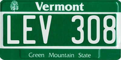 VT license plate LEV308