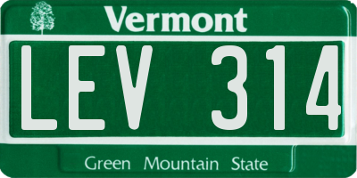 VT license plate LEV314