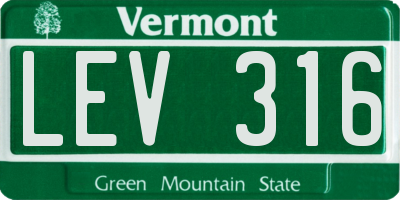 VT license plate LEV316