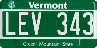 VT license plate LEV343