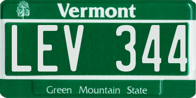 VT license plate LEV344