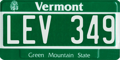 VT license plate LEV349