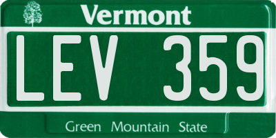 VT license plate LEV359