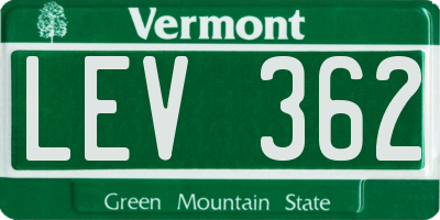VT license plate LEV362