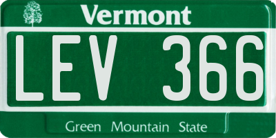 VT license plate LEV366