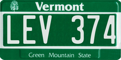 VT license plate LEV374