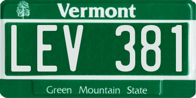 VT license plate LEV381