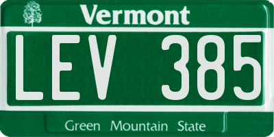 VT license plate LEV385