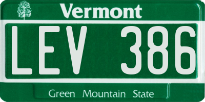 VT license plate LEV386
